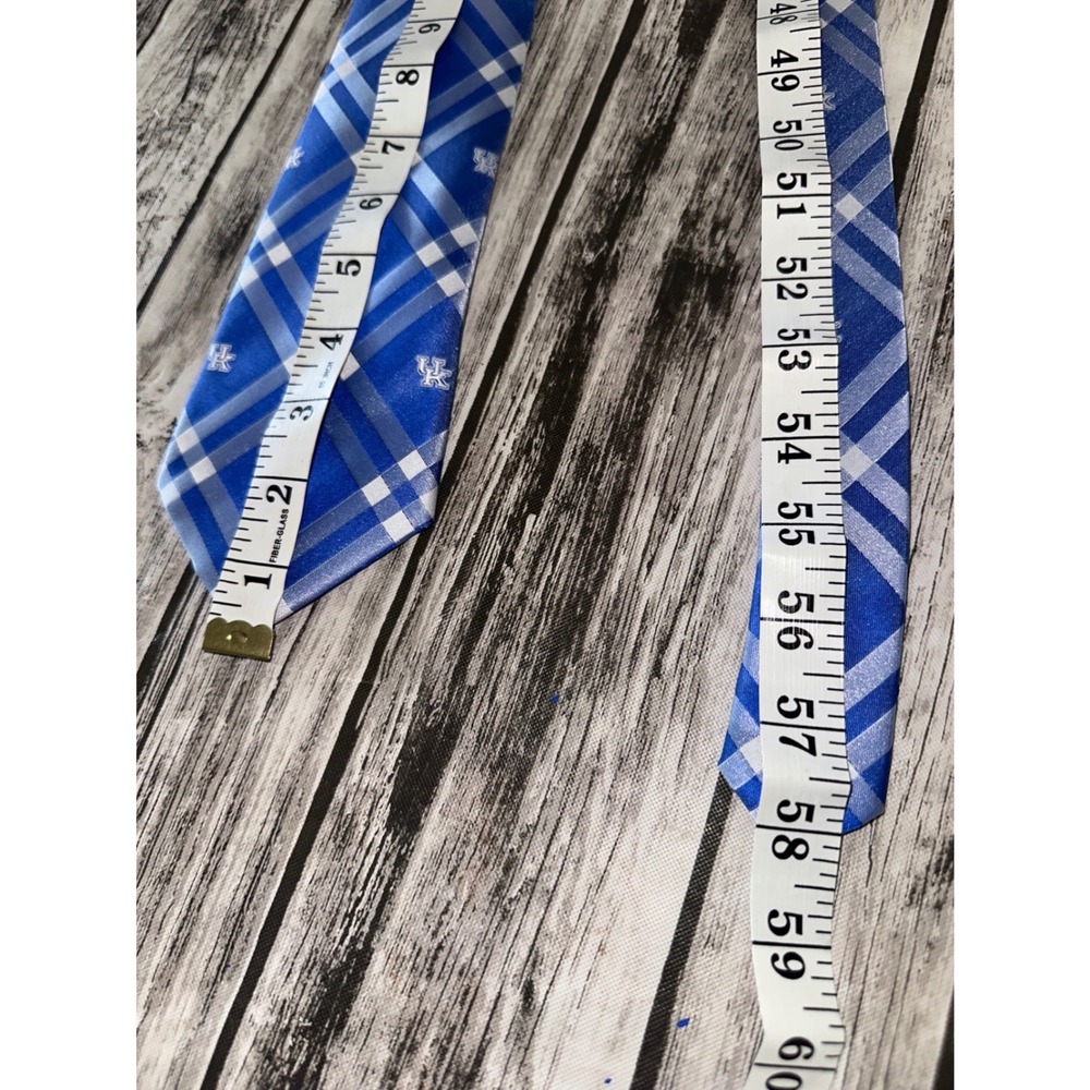 Kentucky Wildcats Mens Neck Tie College University Logo Plaid Blue Neck 58"x3.5" - Picture 6 of 6